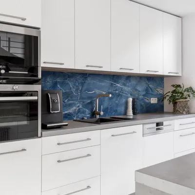 Produktbild von Dedeco Küchenrückwand Motiv: Marmor V6, 3mm Aluminium Alu-Platten als Spritzschutz Küchenwand Verbundplatte wasserfest, inkl. UV-Lack glänzend, alle Untergründe, 280 x 60 cm