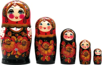 Produktbild von Matrjoschka Fantasie 5 Holzpuppen Höhe 18 cm Matröschka Babuschka Steckpuppen Matroschka Матрёшка