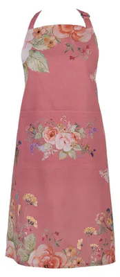 Imagen del producto de Delantal de cocina Unyqoos® Clayre & Eef, 70x85 cm, 100% algodón, color rosa con estampado floral, ajustable, con bolsillo, lavable a máquina