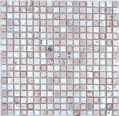Produktbild von Mosaikfliese Glas Naturstein Mosaik Resin Stahl mix EP grau Küche Badezimmer Wand MOS92-680_f