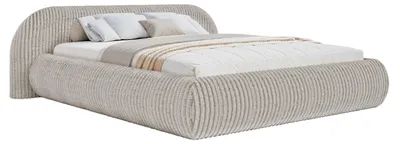Obrázek produktu pro Selsey Shels – Postel s úložným prostorem, čalounění v barvě šedé (greige), rozměry 200x200 cm