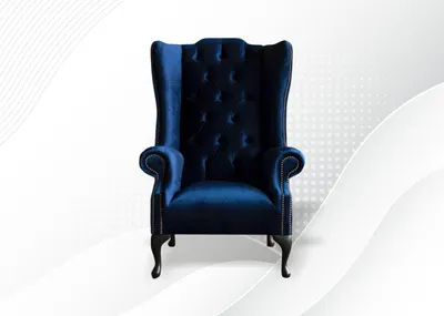 Produktbild von Sessel Blauer Ohrensessel Chesterfield Textil Stoff Kreative Möbel Wohnzimmer