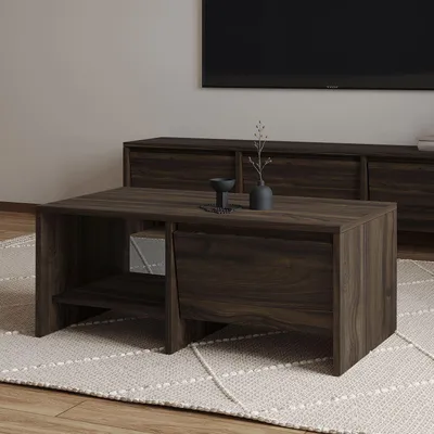 Obrázok produktu pre Skye Decor, kvalitný konferenčný stolík, orech, 90 x 35 x 45 cm | 100 % melamínom potiahnutá drevotriesková doska, hrúbka: 18 mm | Ideálny do moderného interiéru, elegantný a funkčný.