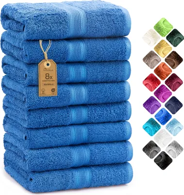 Produktbild von Frottier Handtücher 8er Pack 50x100cm, 100% Baumwolle, Royal blau