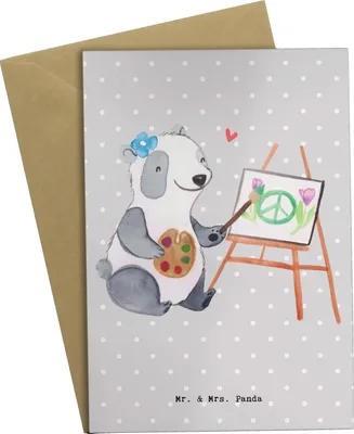 Produktbild von Mr. & Mrs. Panda Glückwunschkarte Gestalterinnen für visuelles Marketing Herz - Grau Pastell - Geschenk, glückwunschkarten, einladungskarten, hochzeitskarten, Grußkarte