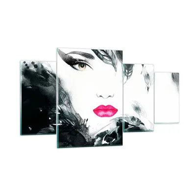 Produktbild von Bilder auf glas - Frau Abstraktion - 160x90cm - Glasbilder - Wandbilder - Kunstdruck - zum Aufhängen bereit - Wanddekoration aus Glas - Glas Bilder - Wandbild auf Glas - 4 Teile - GDL160x90-3663