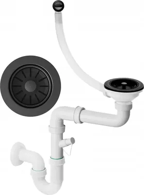 Produktbild von Siphon Schwarz Wandmontierter manueller Siphon 1Kammer G