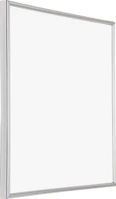 A silver picture frame is shown from a slight angle against a white background.