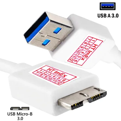 Produktbild von Weiß - 1m USB 3.0 SuperSpeed 5 GBit/s Kabel Typ A auf Micro B Stecker Schwarz