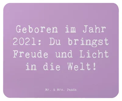 Produktbild von Mr. & Mrs. Panda Mauspad Spruch 2021 Geburtstag Freude - Lavendeltraum - Geschenk, Alter, Geburtsjahr, Baby, Glückwunsch, laptop, pc mousepad, Geburt, geboren im Jahr