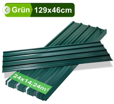Produktbild von Vigevee 12 Stück Profilblech Dachblech 129 x 46 cm, 0,25 mm, Grün, für Gartenhaus und Carport
