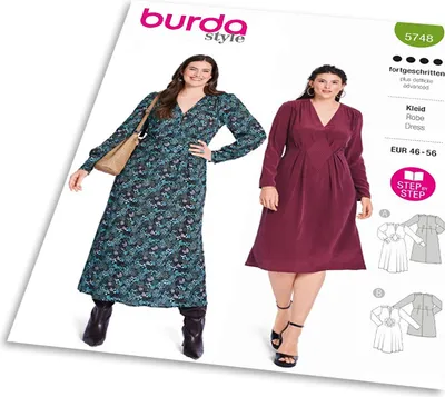 Obrázok produktu pre Strih Burda 5748 - Midi šaty s vsadkou
