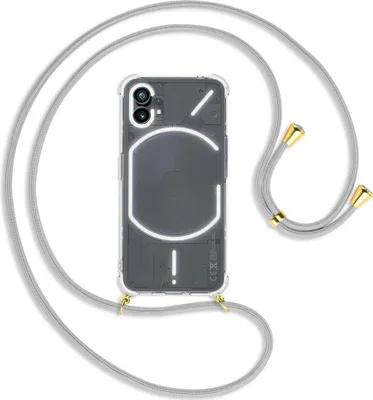 Produktbild von Handykette Backcover-Schutzhülle mit Band (Metall goldfarben) für Nothing Phone (1) (A063, 6.55'') - silbergrau