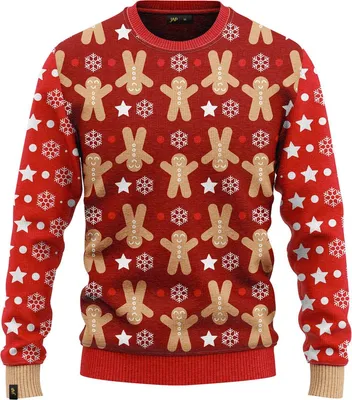 Obrázek produktu pro JAP Christmas Ošklivý vánoční svetr Gingerbread - 100% recyklovaný - Uni pro ženy i muže - bordeaux - Velikost XXL