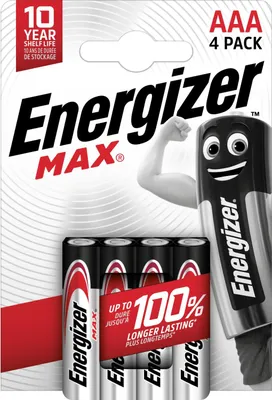 Produktbild von Energizer Max AAA, Einwegbatterie, AAA, Alkali, 1,5 V, 4 Stück(e), Cd (cadmium), Hg (Quecksilber)