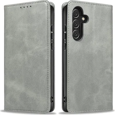 Produktbild von Handyhülle für Samsung Galaxy S23 FE Kunstleder Flip Cover Hülle Handytasche Case Kartenfach Farbe: Grau