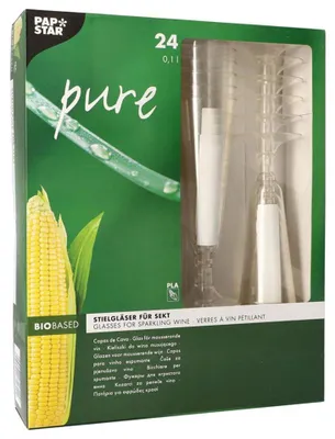 Immagine prodotto di Bicchieri da vino PapStar "puro" 100 ml trasparente PLA 24pz