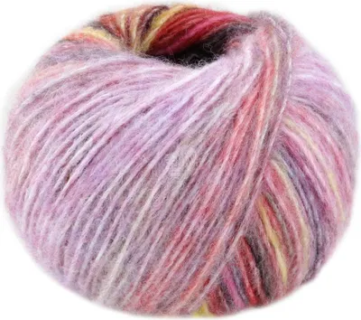 A ball of multi-colored yarn.