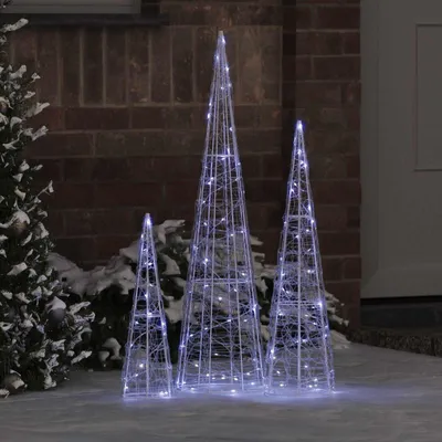 Produktbild von vidaXL Weihnachtsbaum mit 90 LEDs 3 pcs Kaltweiß 20 x 20 x 80 cm Acryl