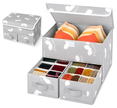Aufbewahrungsbox mit Deckel, 3-in-1, faltbar, 35x24x22 cm, grau
