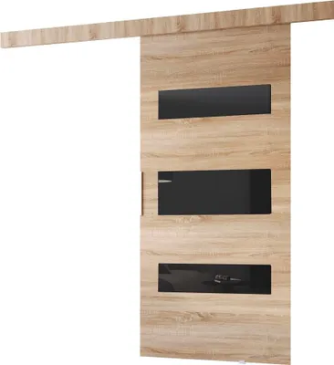 Produktbild von Minio, Schiebetür "CLEAN D", Zimmertür, 76 cm, Sonoma Eiche / Schwarze Farbe