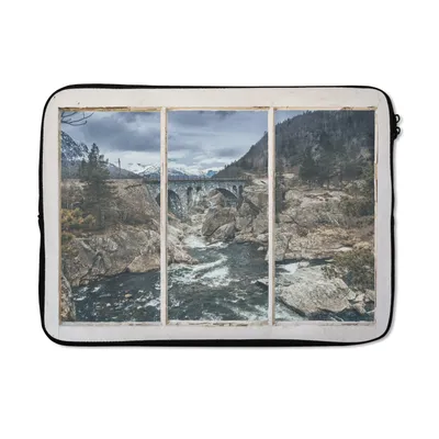 Produktbild von MuchoWow® Laptop Hülle 13 Zoll Aussicht - Brücke - Wasser Laptoptasche - Laptophülle - Sleeve - Rundumschutz