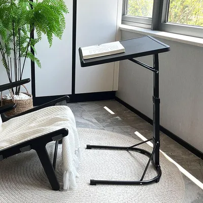 Image de Table d'ordinateur portable réglable en hauteur, pour lit ou canapé, table d'appoint pliante, 43x43x69 cm, noire