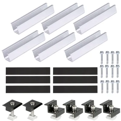 Solar-Montageset 6-tlg., Alu-Stange 12 cm, Klemmen 3/3,5 cm