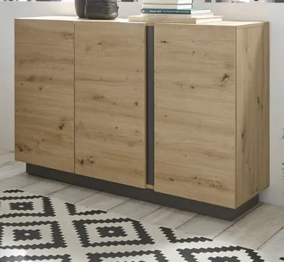 Produktbild von Sideboard Louna in Eiche grau Kommode 3-türig 138 x 91 cm