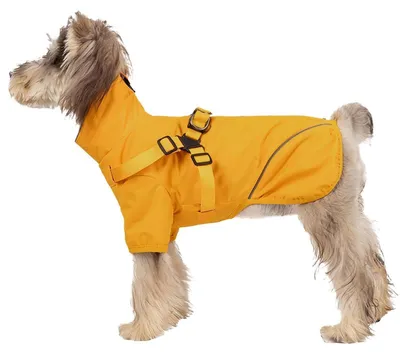 Immagine prodotto di Impermeabile riflettente per cani, con apertura per guinzaglio, colore giallo, taglia 2XL