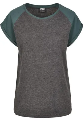 Obrázek produktu pro Dámské tričko Urban Classics Ladies Contrast Raglan Tee charcoal/bottlegreen - S
