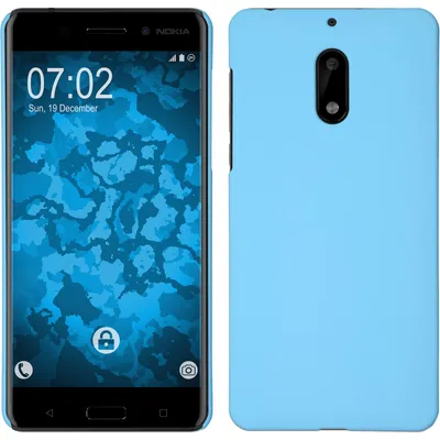 Produktbild von PhoneNatic Case kompatibel mit  Nokia 6 - Hülle hellblau gummiert Hard-case + 2 Schutzfolien