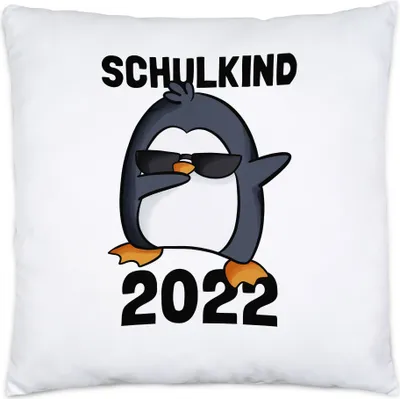 Produktbild von Schulkind 2022 Kissen Inkl. Füllung Einschulung 1. Klasse Pinguin Dab Geschenkidee Grundschule Kindergarten Vorbei