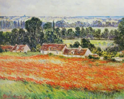 Produktbild von Claude Monet Kunstdruck Bild - Mohnblumenfeld Bei Giverny, 1885 (40 x 50 cm)