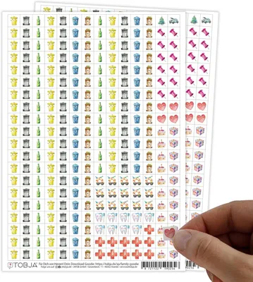 Immagine prodotto di Set di adesivi per calendario, 560 adesivi colorati, 2 fogli, per appuntamenti e raccolta differenziata