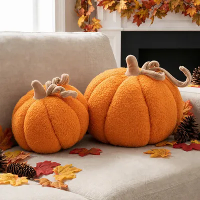 Produktbild von Dekokissen Set 2 Stück - Herbstliche 3D-Pumpkin Kissen, Orange