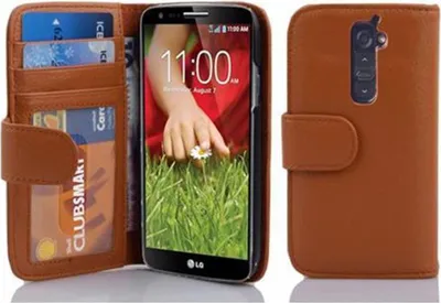 Produktbild von Cadorabo Hülle für LG G2 in Braun Backcover Handy Schutz Hülle Book Case Booklet Kartenfächer