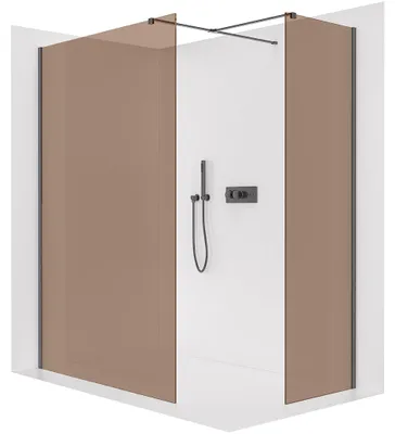 Obrázek produktu pro Sprchová zástěna Walk-in Onyx T L/P - 8 mm - hranatá vzpěra - černá matná, bronzové sklo - 90x70x200 cm