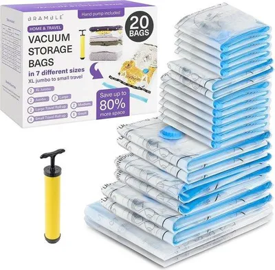 Productafbeelding van Famanu vacuümverpakkingen met pomp - Ruimtebesparende compressiezakken voor opslag en reizen (20 stuks)