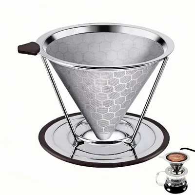 Produktbild von Permanenter Kaffeefilter aus Edelstahl, Papierloser Kaffeefilter zur Herstellung von manuellem Kaffee,Easy to clean, equipped with anti-slip handle