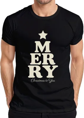 Produktbild von MERRY Christmas Weihnachten Weihnachtsbaum Geschenk Vintage Retro Herren T-Shirt, Schwarz, L