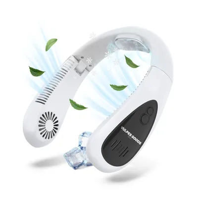 Immagine prodotto di Ventilatore da collo Vulpes Goods Elite con elemento di raffreddamento - Ricaricabile e silenzioso - Ventilatore portatile per il viso - 3 livelli con raffreddamento extra