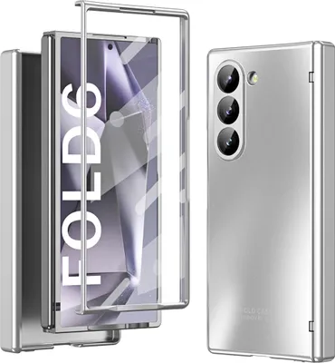 Immagine prodotto di Custodia per Samsung Galaxy Z Fold 6 Custodia in PC rigido elettrolitico con cerniera e protezione dello schermoArgento
