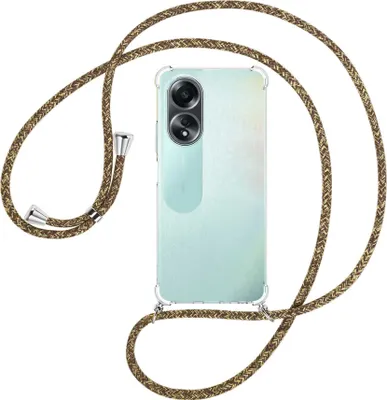 Produktbild von Handykette Backcover-Schutzhülle mit Band (Metall silberfarben) für Oppo A58 4G (CPH2577) - braun+beige