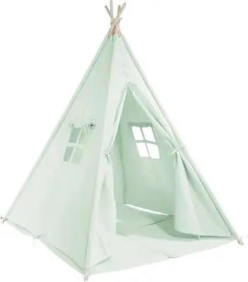 Immagine prodotto di Sunny Alba tenda Tipi per bambini in verde | Wigwam Play Tent con finestre | 120x120x160cm | Con cuscino tappeto