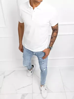 Produktbild von Dstreet Herren-T-Shirt mit Kragen Mackay weiß M
