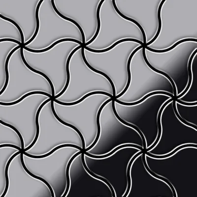 Produktbild von Mosaik Fliese massiv Metall Edelstahl hochglänzend grau 1,6mm stark Ninja-S-S-M
