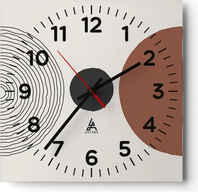 Produktbild von Wanduhr - Quadrat - Glasuhr - Figuren Formen Geometrie - 30x30cm - Schleichendes Uhrwerk - Lautlos - zum Aufhängen bereit - Dekoration Modern - Wanddekoration aus Glas - C4AC30x30-4965