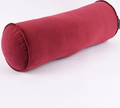 Produktbild von Nackenrolle aus Samt mit Kederumrandung dunkelrot 20x55cm