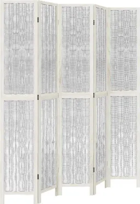 Image de vidaXL Séparation de pièce 5 pièces blanc bois massif paulownia